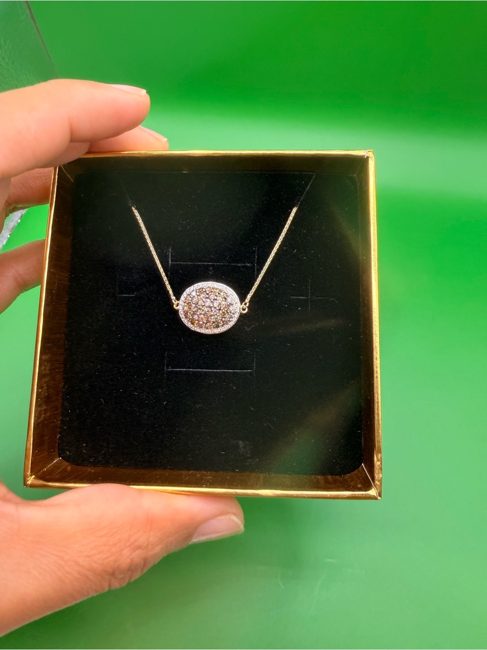 10k & 14k Yellow Gold 1.10 Ctw Chocolate & White Diamond Necklace 16.75β.